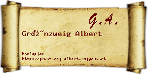 Grünzweig Albert névjegykártya