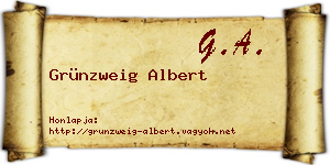 Grünzweig Albert névjegykártya